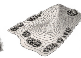 determinar la topografía para un jardín japones