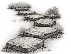 Camino de piedras de un jardín japonés
