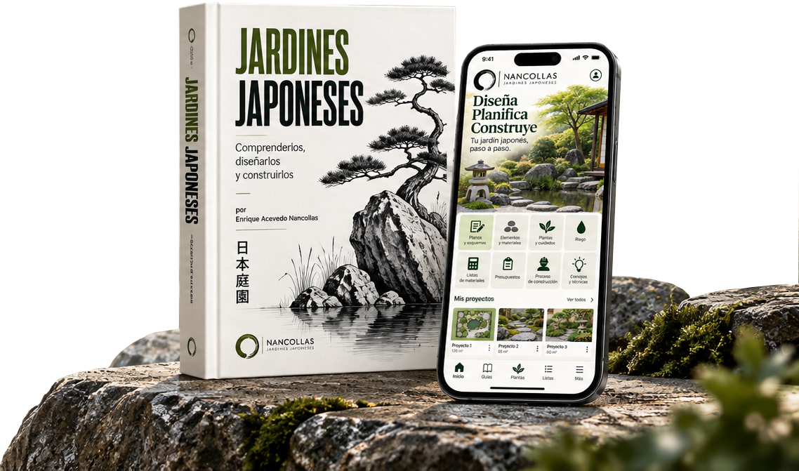 imagen libro y app de jardines japoneses