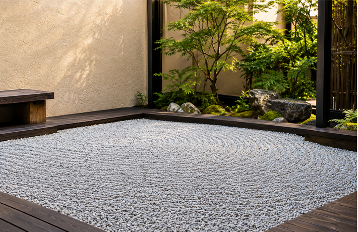 Patio zen japones con jardin de grava 1 2